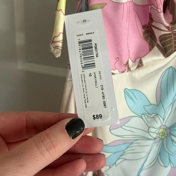 NWT Premier Armour Women’s Size 10 multicolored Ivory Hi-low Dress - Picture 7 of 10